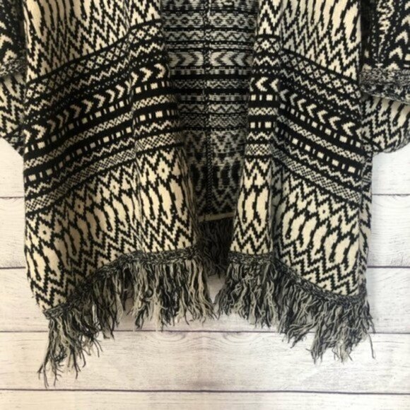 Boutique Lime 'N Chili Black & Tan Oversized Knit Cardigan Sweater S - Picture 5 of 7